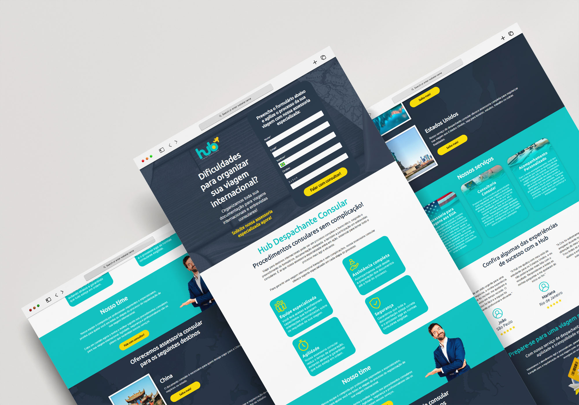 Hub Vistos, landing page